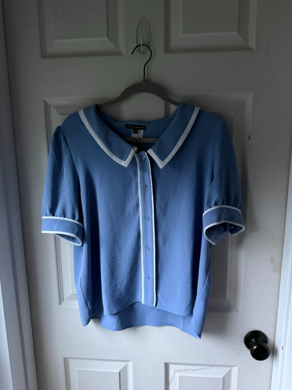 Adrianna Papell Contrast Sailor Collar Button-Front Blouse
